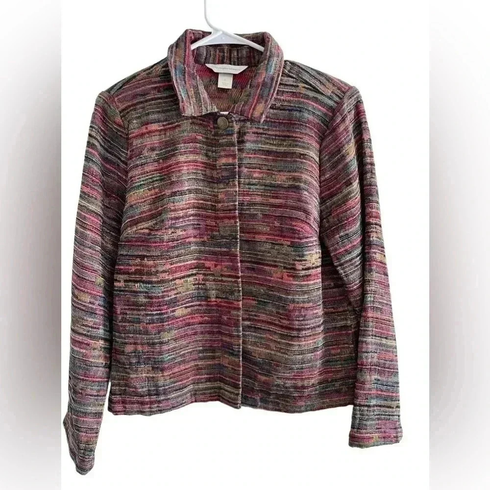 Christopher & Banks Multi-Colored Button Front Jacket Size Women's Medium